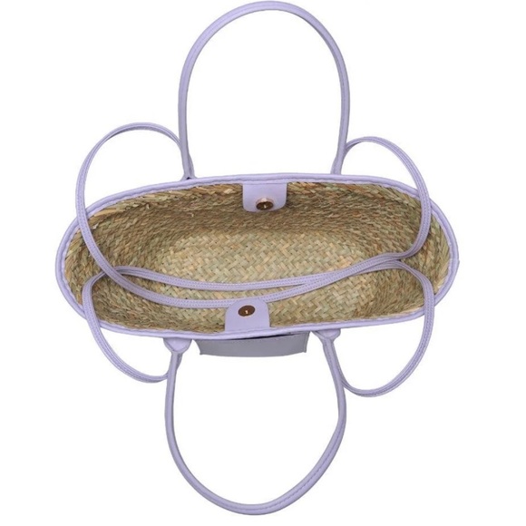 Urban Expressions Wellesley Double
Handle Straw Tote With Strap Lavender NWT - Picture 4 of 7
